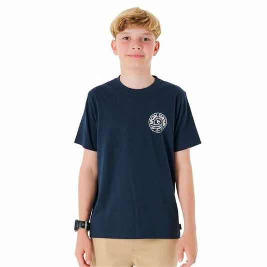 Child's Short Sleeve T-Shirt Rip Curl Stapler Navy Blue