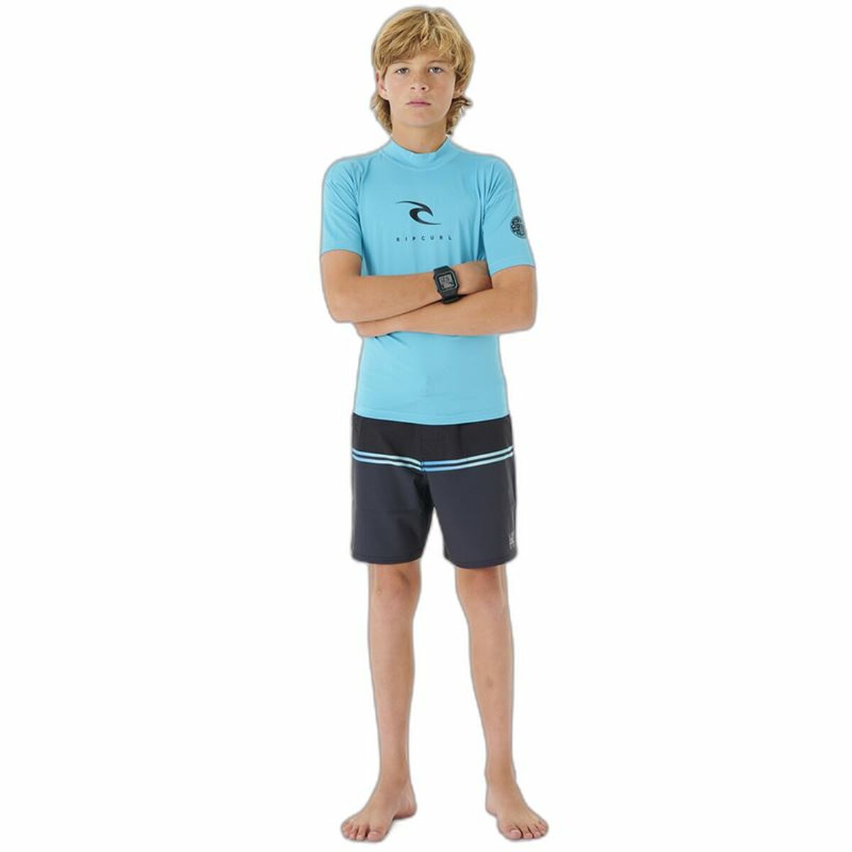 Children’s Short Sleeve T-Shirt Rip Curl Corps L/S Rash Vest  Blue Lycra Surf